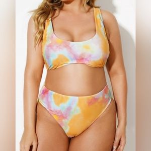Tie Dye Scoopneck Fashion Bikini Set
